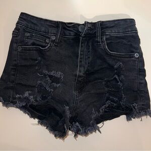 Aeropostale Black Distressed Jean Shorts